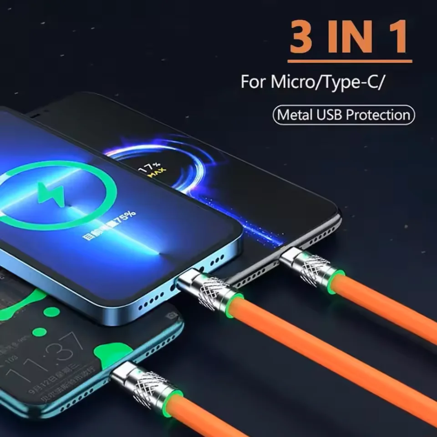USB Phone Charger 3-in-1